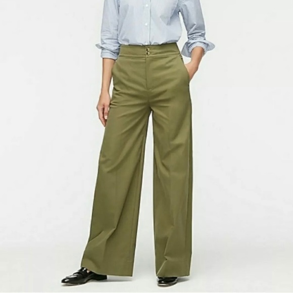 J. Crew Pants - J Crew Frankie Wide Leg Stretch Pant Size 10 Green